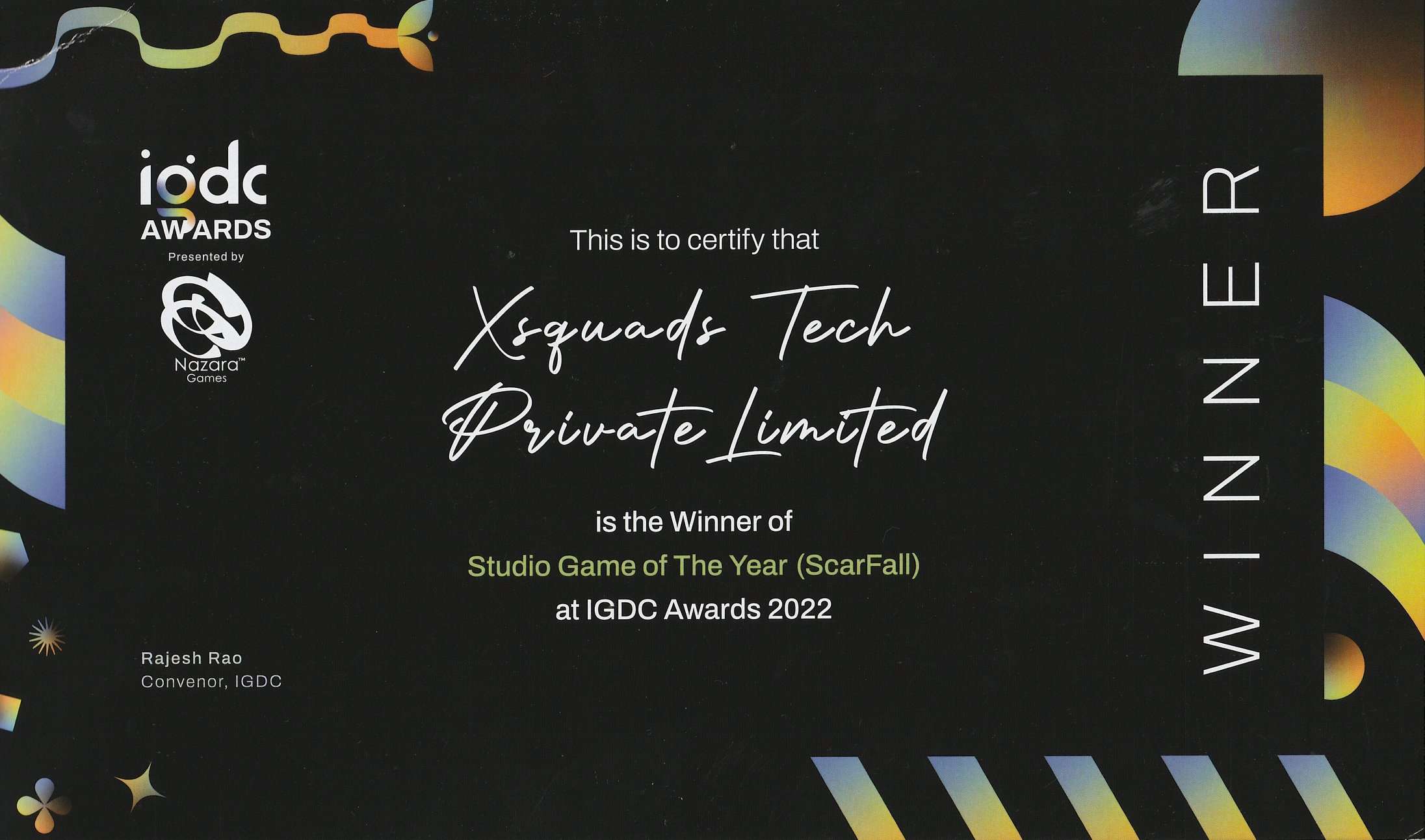 ScarFall Wins Studio Game of The Year Award at IGDC 2022 - XSQUADS